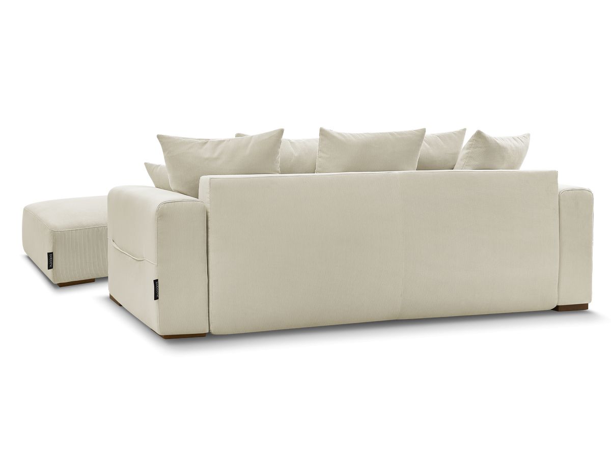 Canapé droit convertible coffre SIDONIE velours côtelé avec pouf