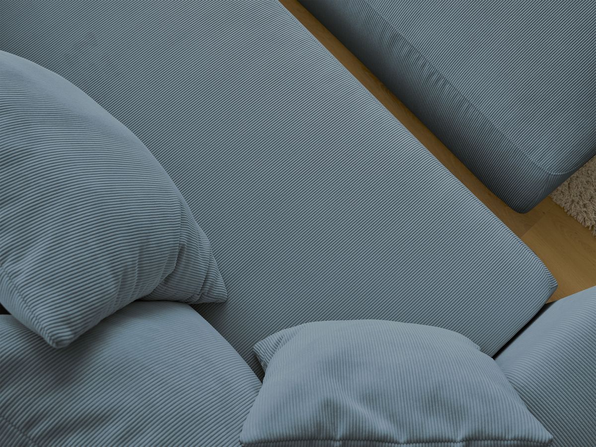Canapé droit convertible coffre SIDONIE velours côtelé avec pouf