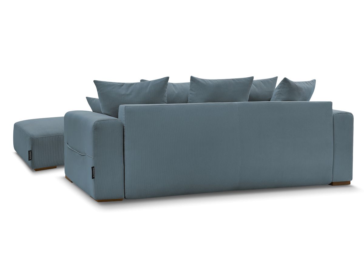 Canapé droit convertible coffre SIDONIE velours côtelé avec pouf