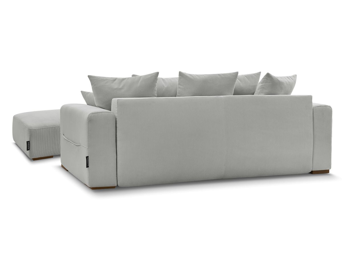 Canapé droit convertible coffre SIDONIE velours côtelé avec pouf