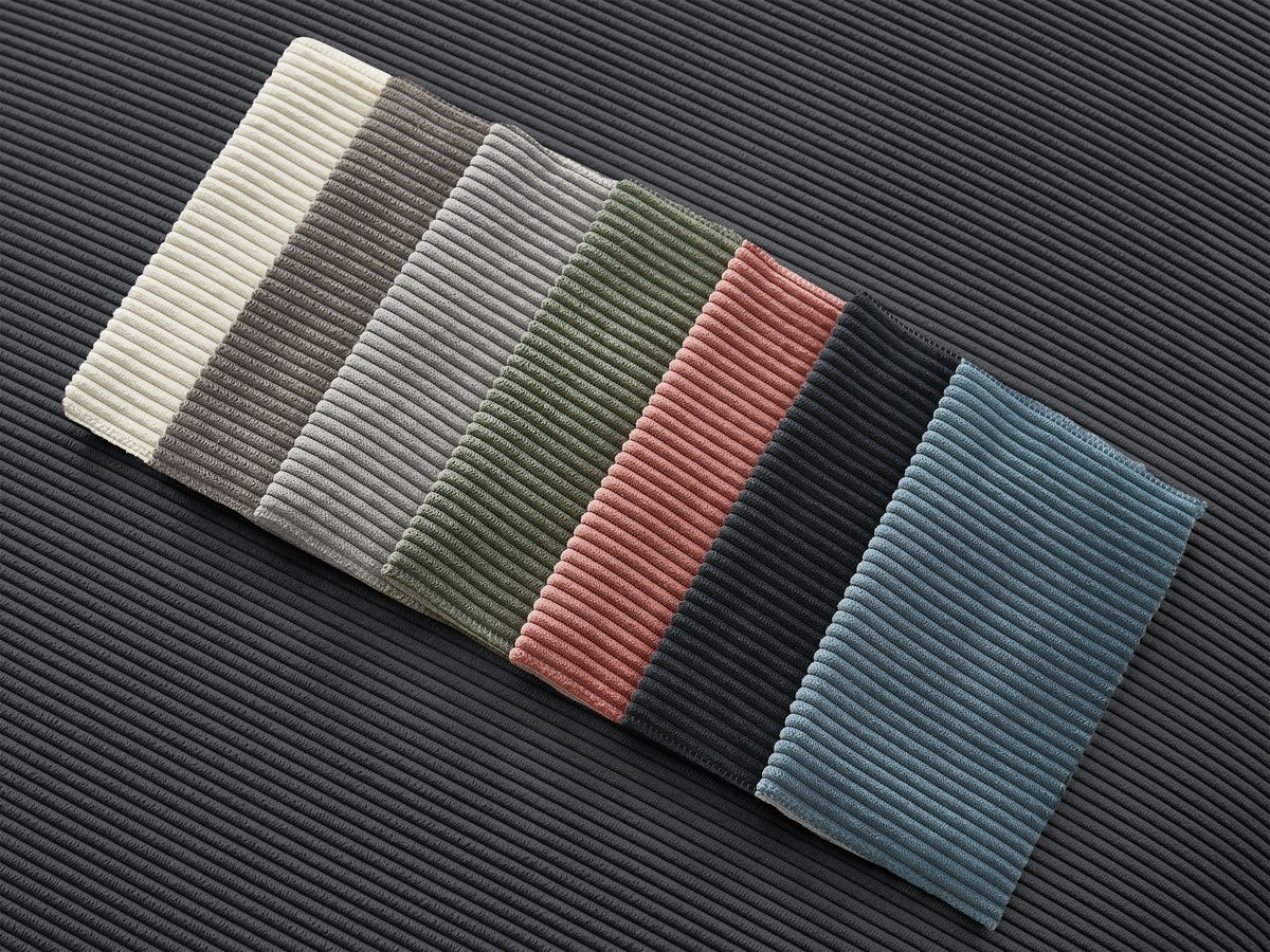 Canapé droit convertible coffre SIDONIE velours côtelé avec pouf noir   BOBOCHIC 4 places - Vue supplémentaire 2