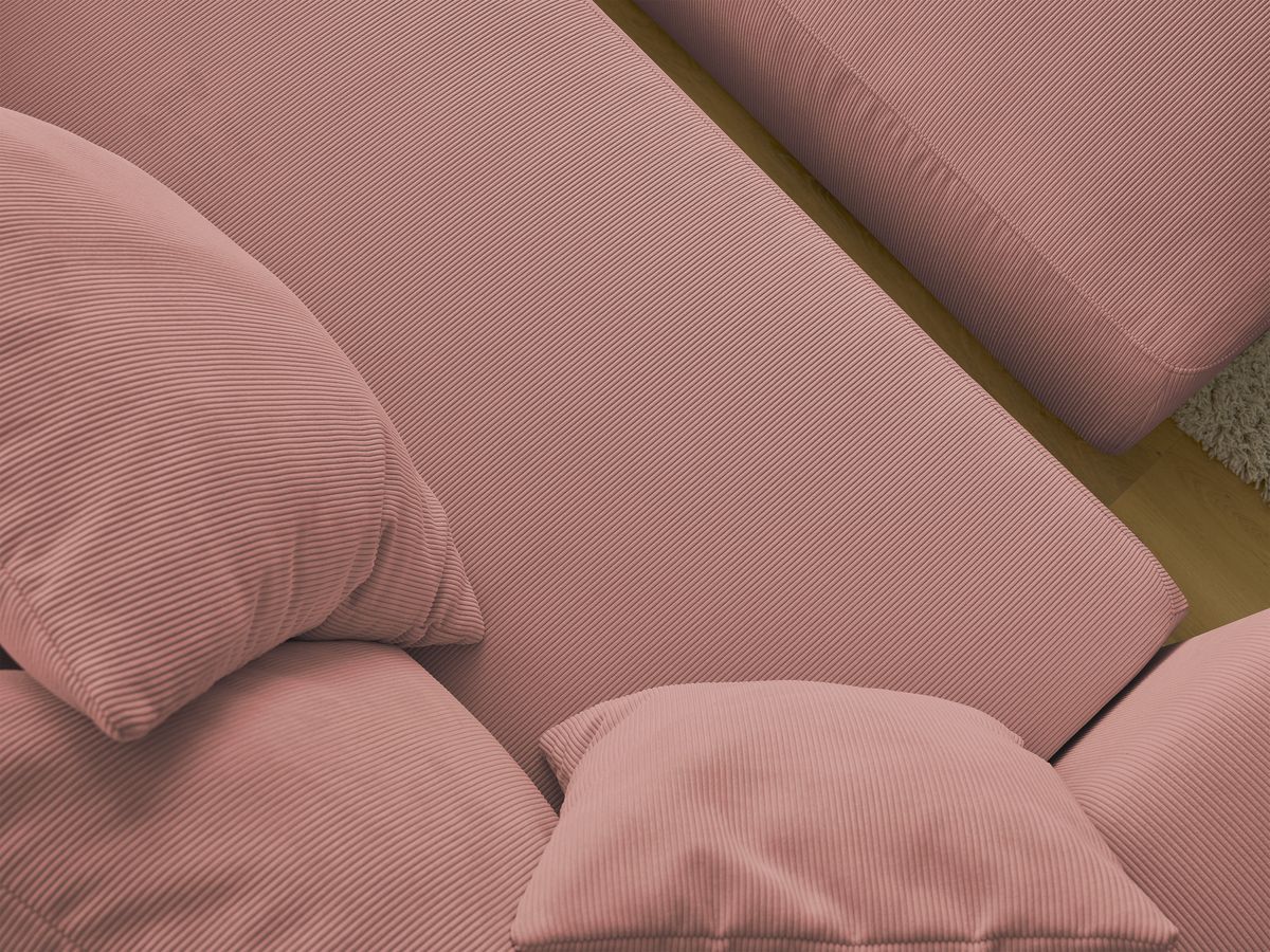 Canapé droit convertible coffre SIDONIE velours côtelé avec pouf
