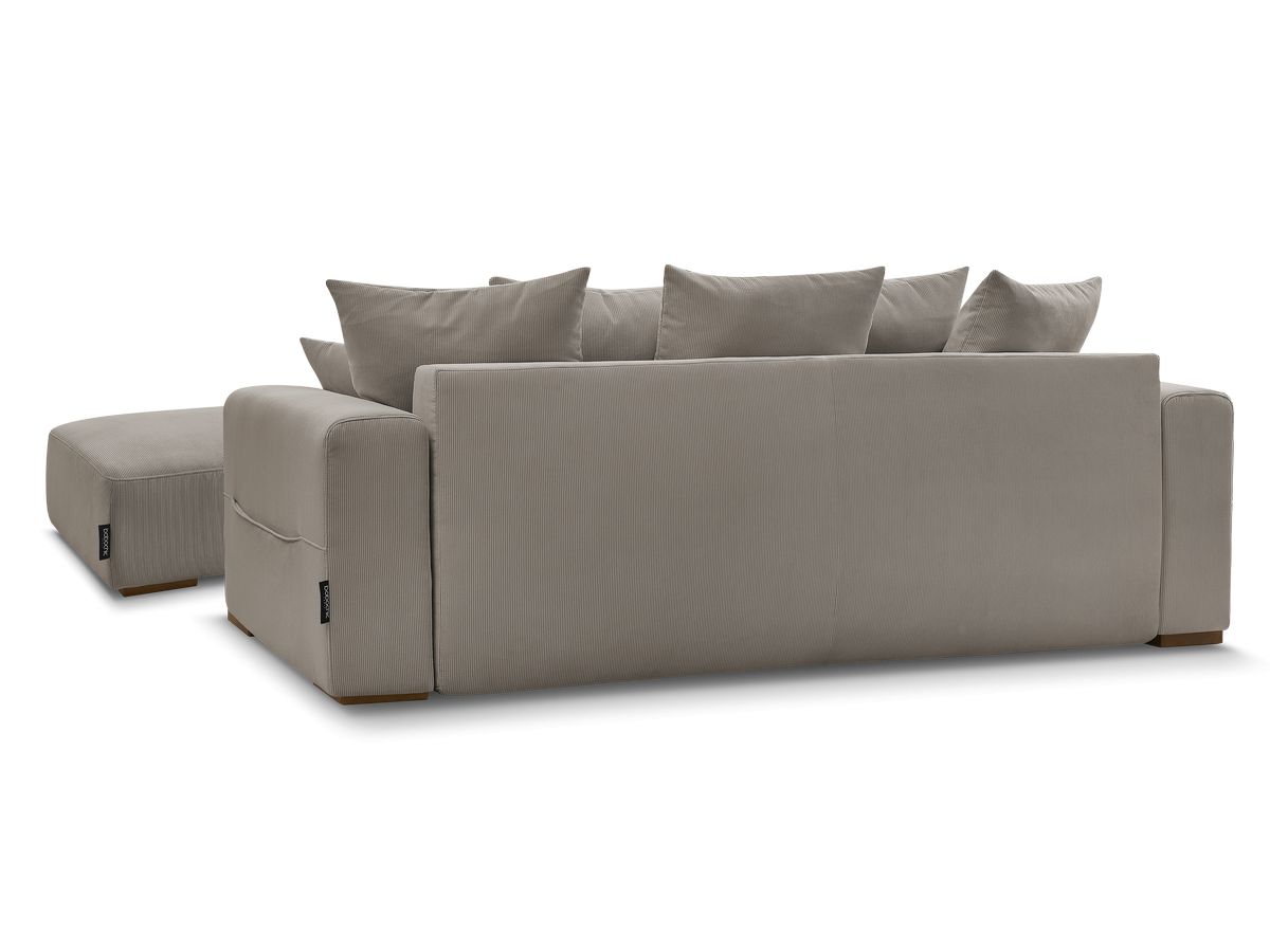Canapé droit convertible coffre SIDONIE velours côtelé avec pouf