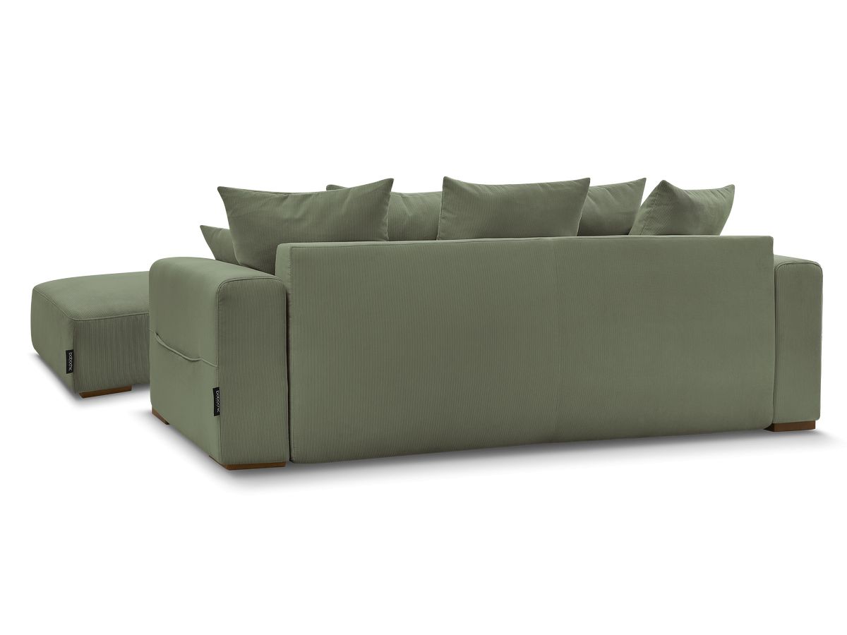Canapé droit convertible coffre SIDONIE velours côtelé avec pouf