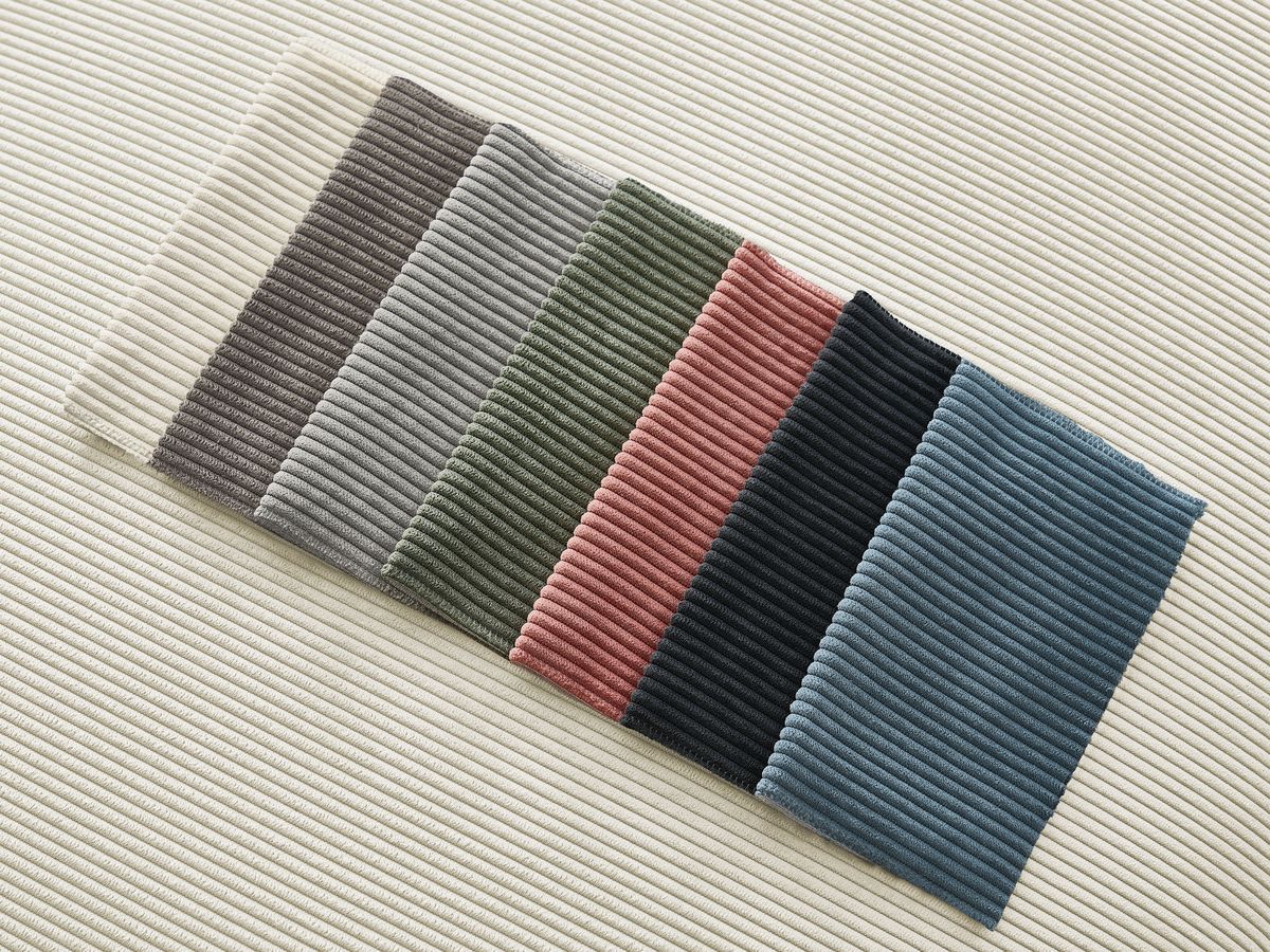Canapé d'angle fixe EVEREST tissu chiné - Orange - Angle droit - 10 coussins