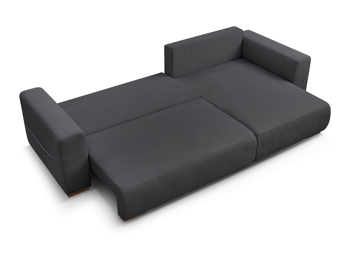 Canapé d'angle convertible réversible coffre SIDONIE velours côtelé