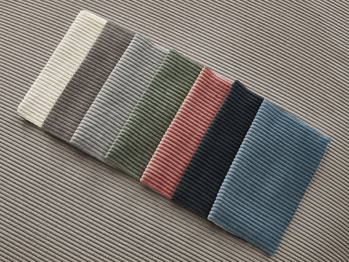 Canapé d'angle fixe EVEREST tissu chiné - Orange - Angle droit - 10 coussins