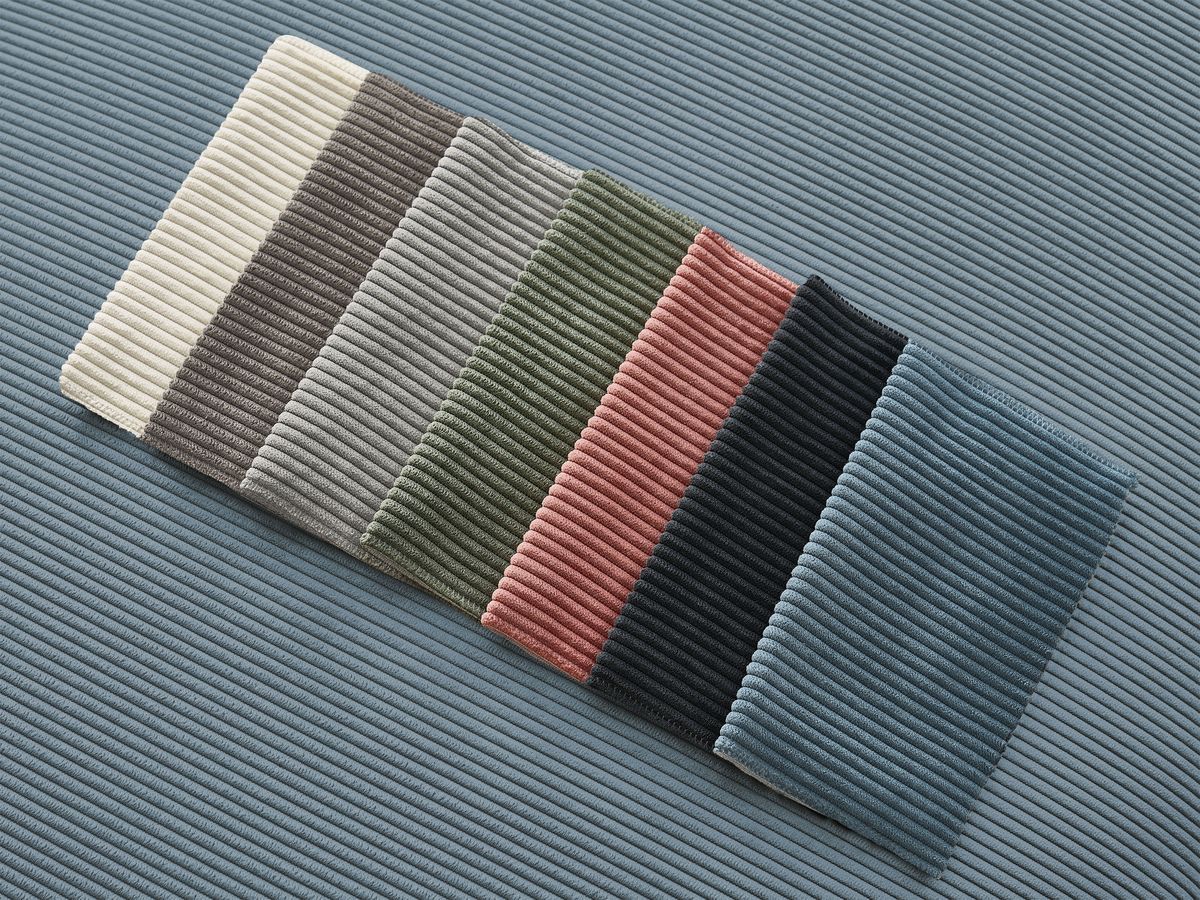 Canapé d'angle fixe EVEREST tissu chiné - Orange - Angle droit - 10 coussins