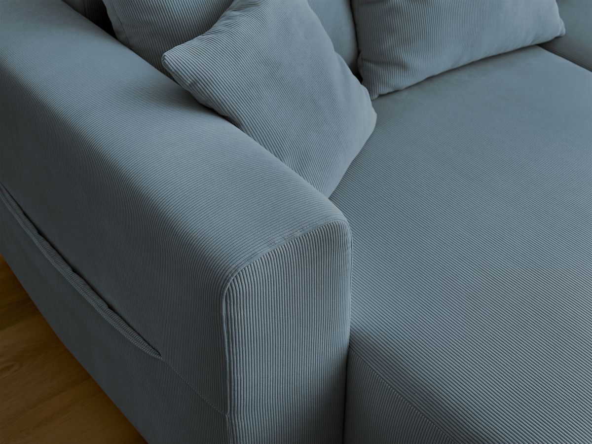 Canapé d'angle fixe EVEREST tissu chiné - Orange - Angle droit - 10 coussins