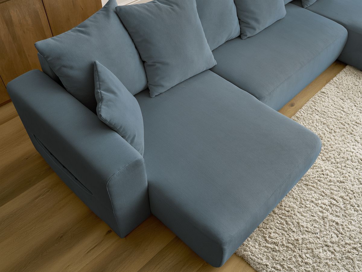 Canapé d'angle fixe EVEREST tissu chiné - Orange - Angle droit - 10 coussins