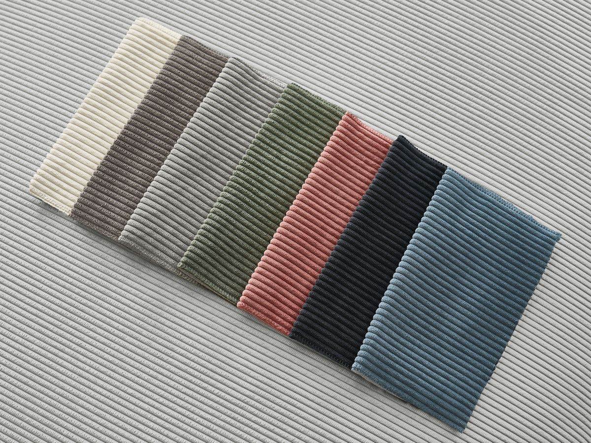 Canapé d'angle fixe EVEREST tissu chiné - Orange - Angle droit - 10 coussins