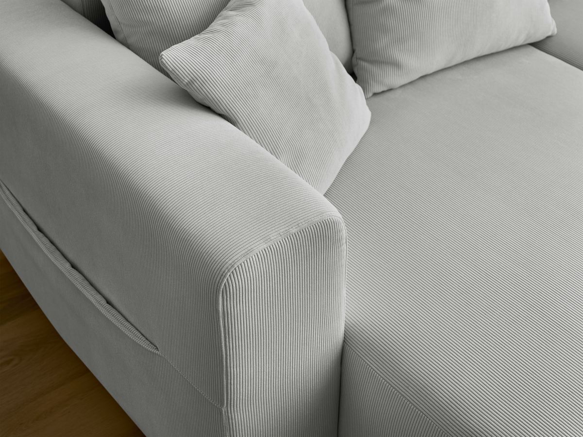 Canapé d'angle fixe EVEREST tissu chiné - Orange - Angle droit - 10 coussins