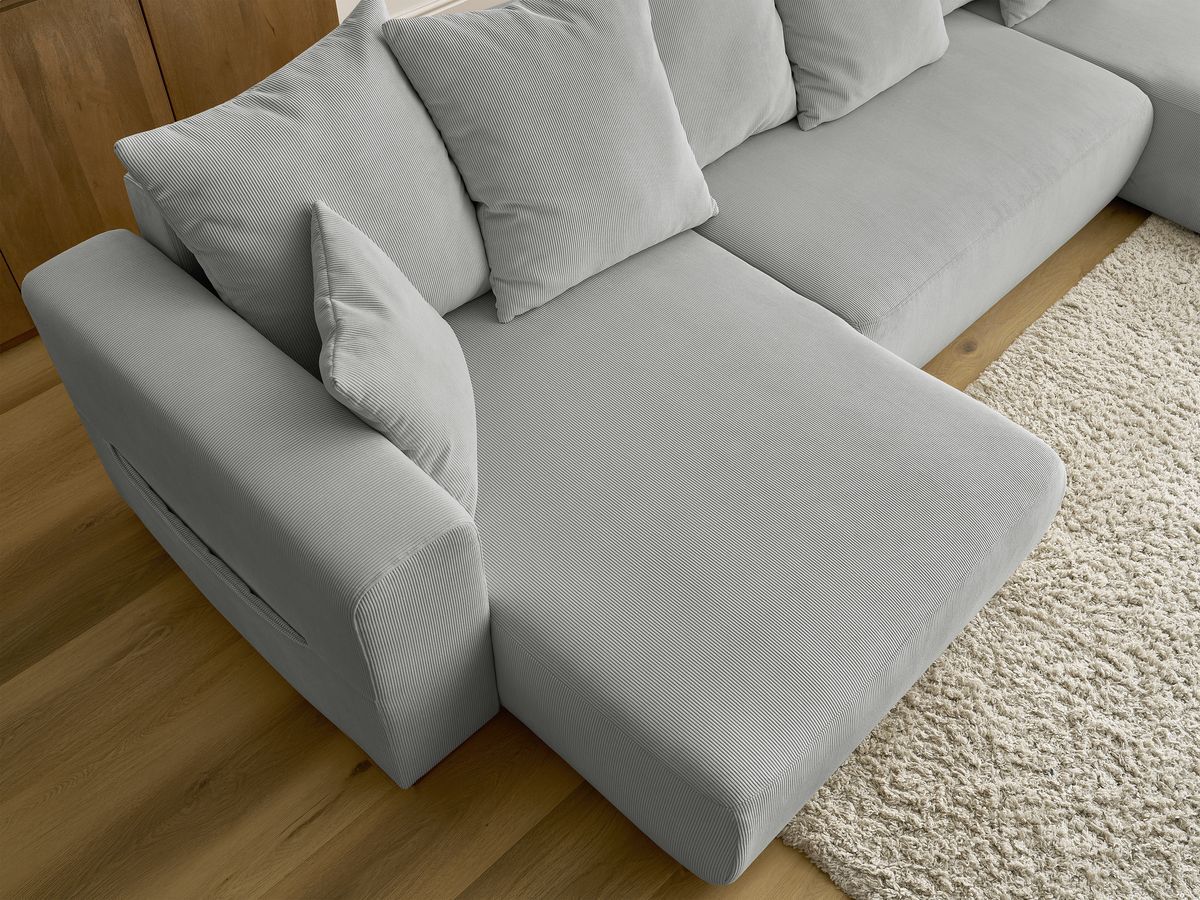 Canapé d'angle fixe EVEREST tissu chiné - Orange - Angle droit - 10 coussins