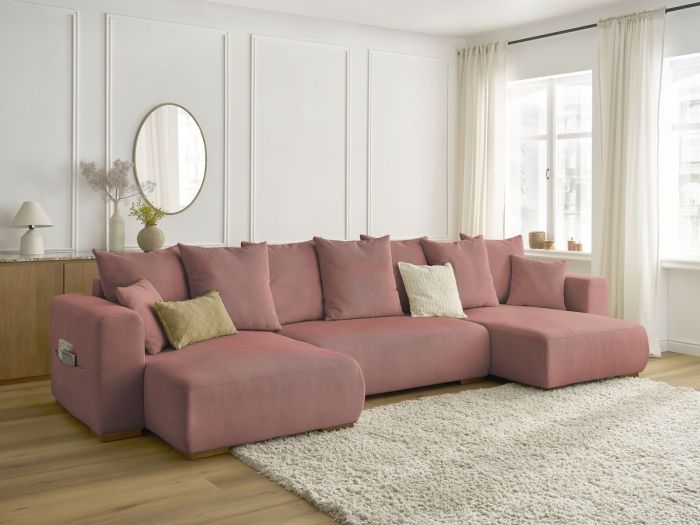 Canapé panoramique convertible coffre SIDONIE velours côtelé