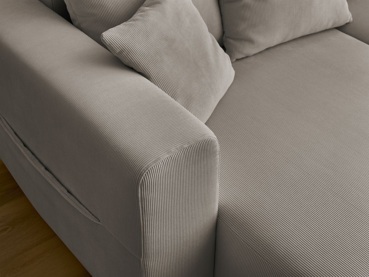 Canapé d'angle fixe EVEREST tissu chiné - Orange - Angle droit - 10 coussins