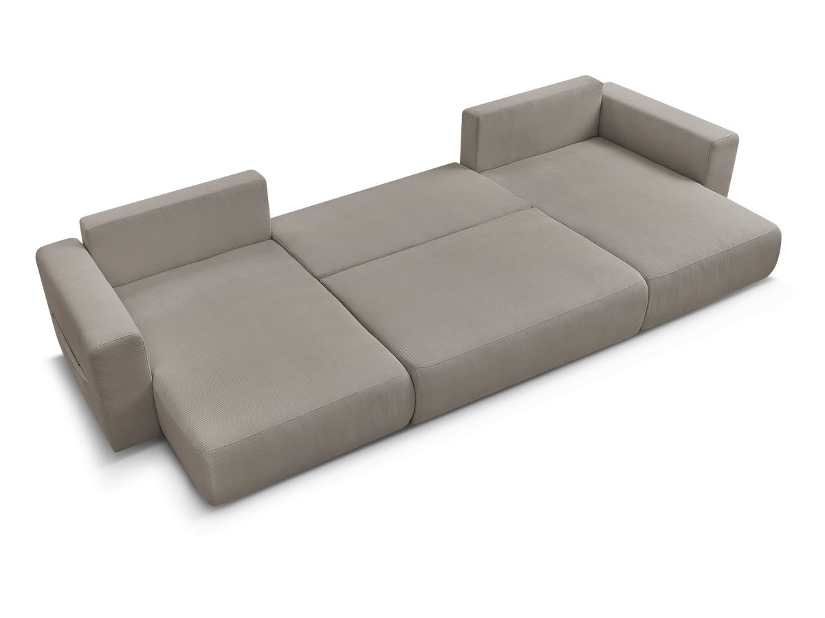 Canapé d'angle fixe EVEREST tissu chiné - Orange - Angle droit - 10 coussins