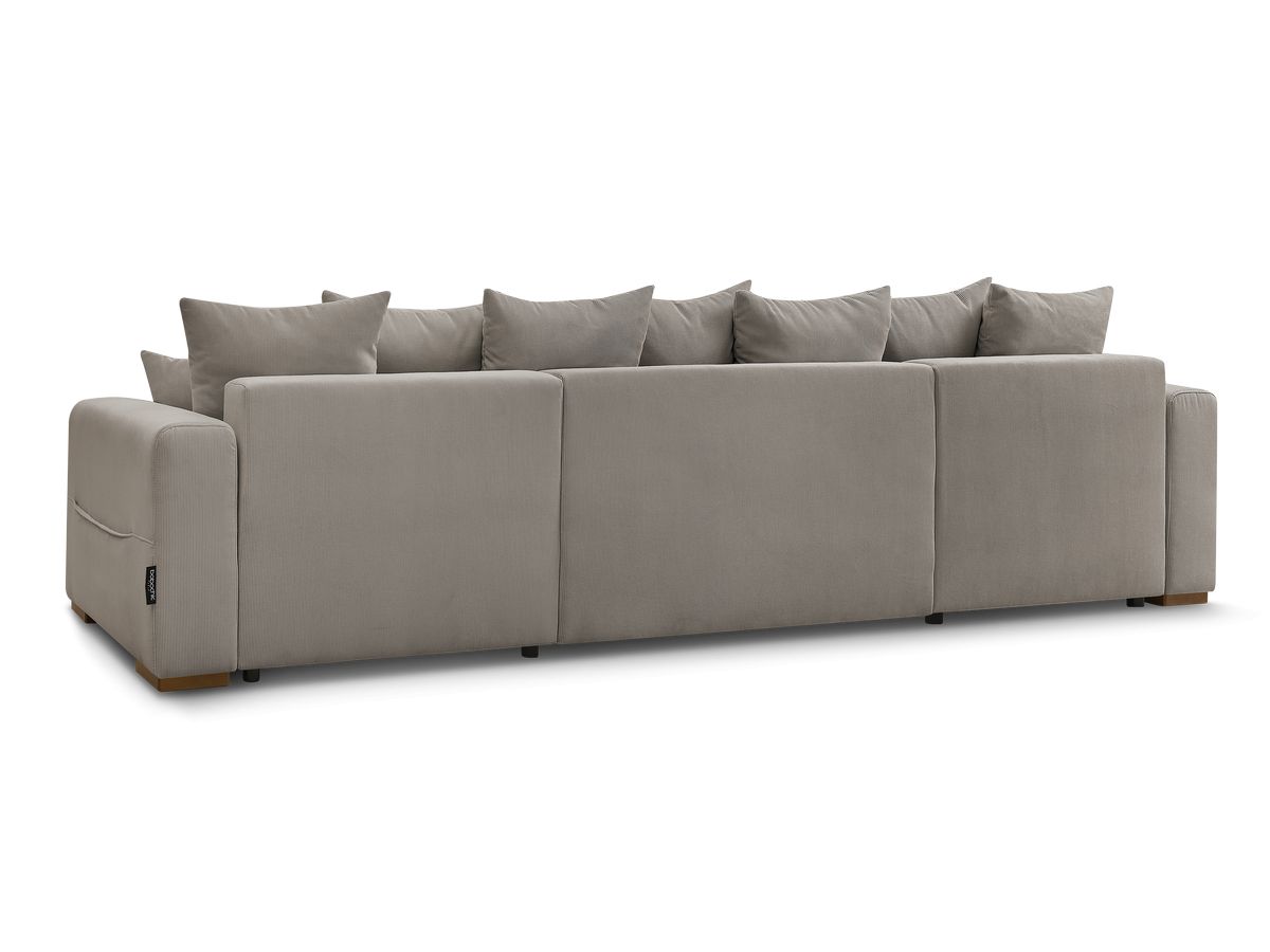 Canapé d'angle fixe EVEREST tissu chiné - Orange - Angle droit - 10 coussins
