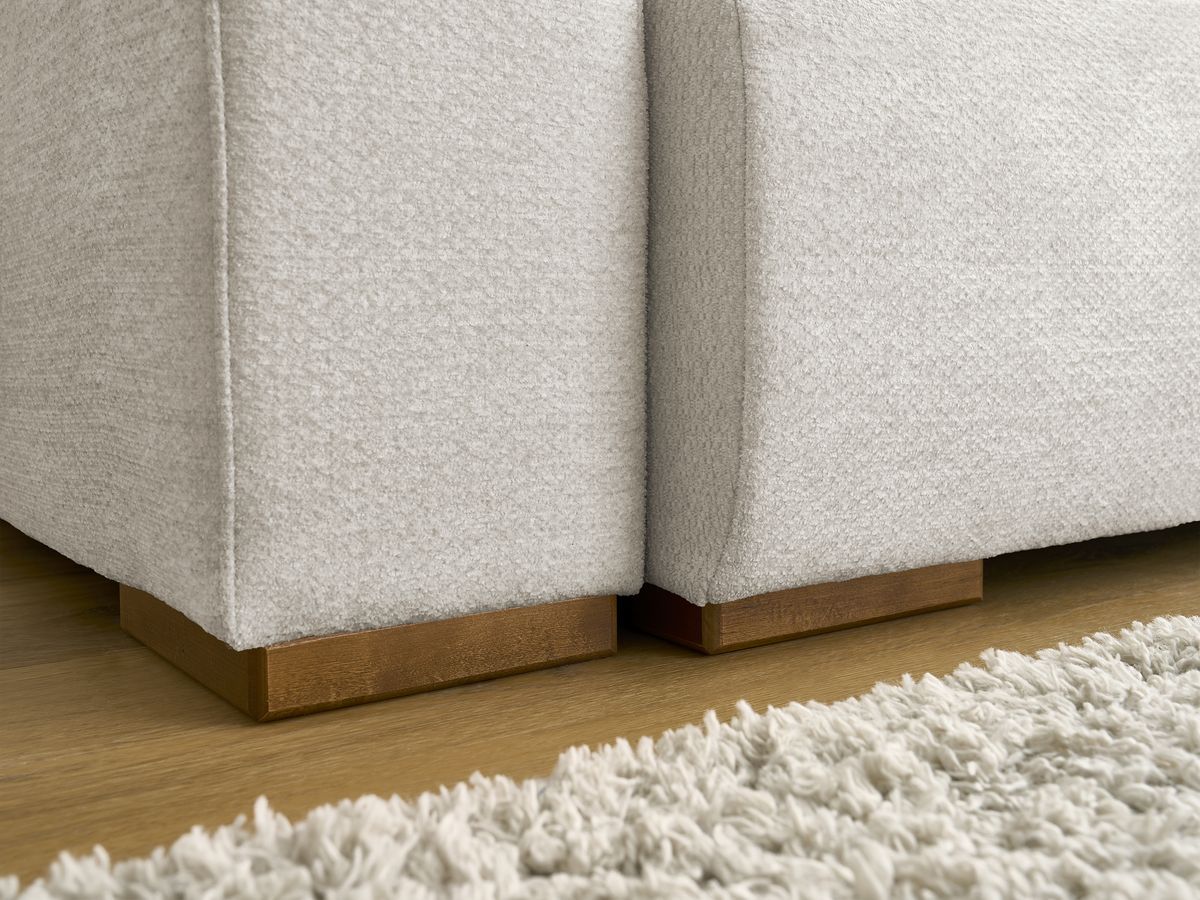 Canapé d'angle fixe EVEREST tissu chiné - Orange - Angle droit - 10 coussins