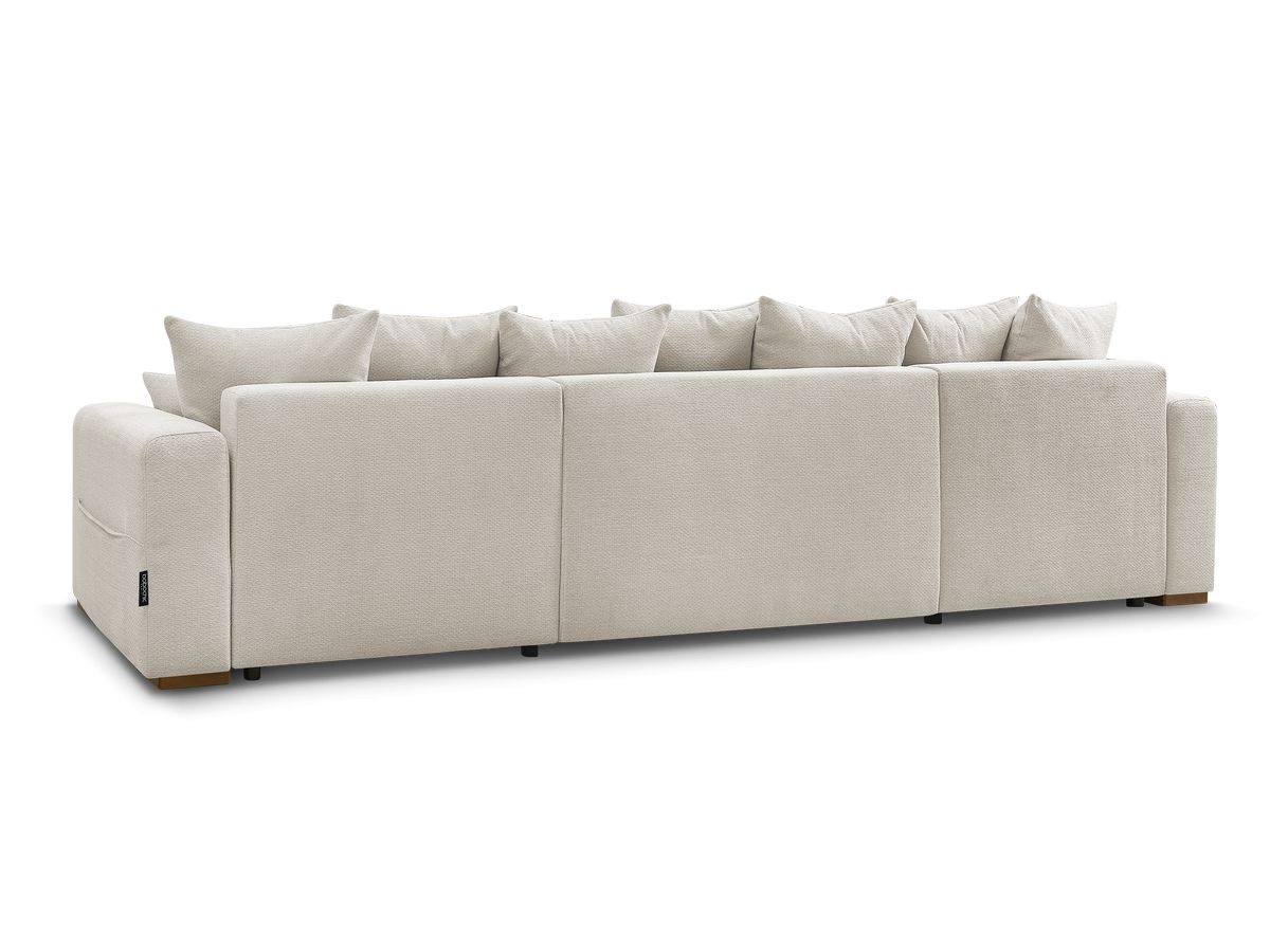Canapé d'angle fixe EVEREST tissu chiné - Orange - Angle droit - 10 coussins