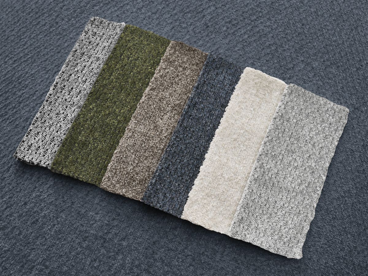 Canapé d'angle fixe EVEREST tissu chiné - Orange - Angle droit - 10 coussins