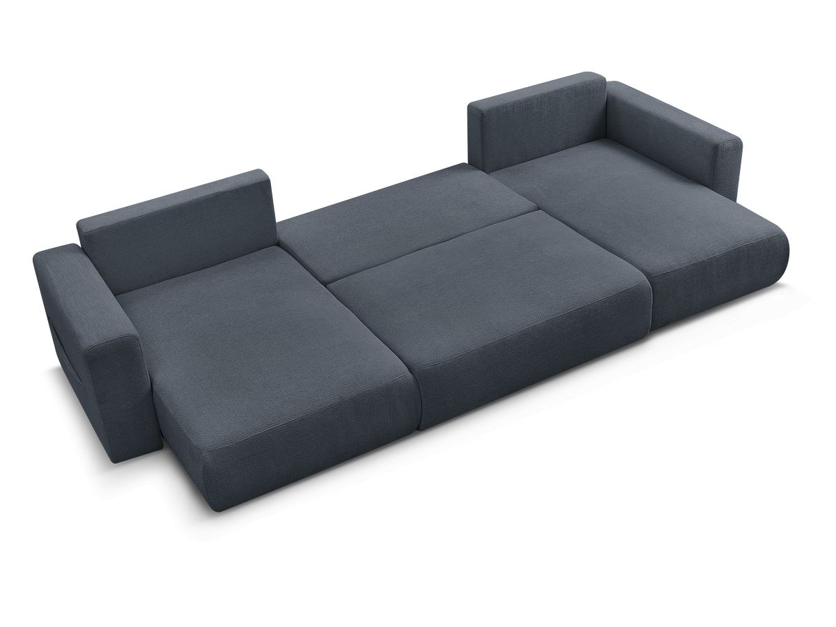 Canapé d'angle fixe EVEREST tissu chiné - Orange - Angle droit - 10 coussins