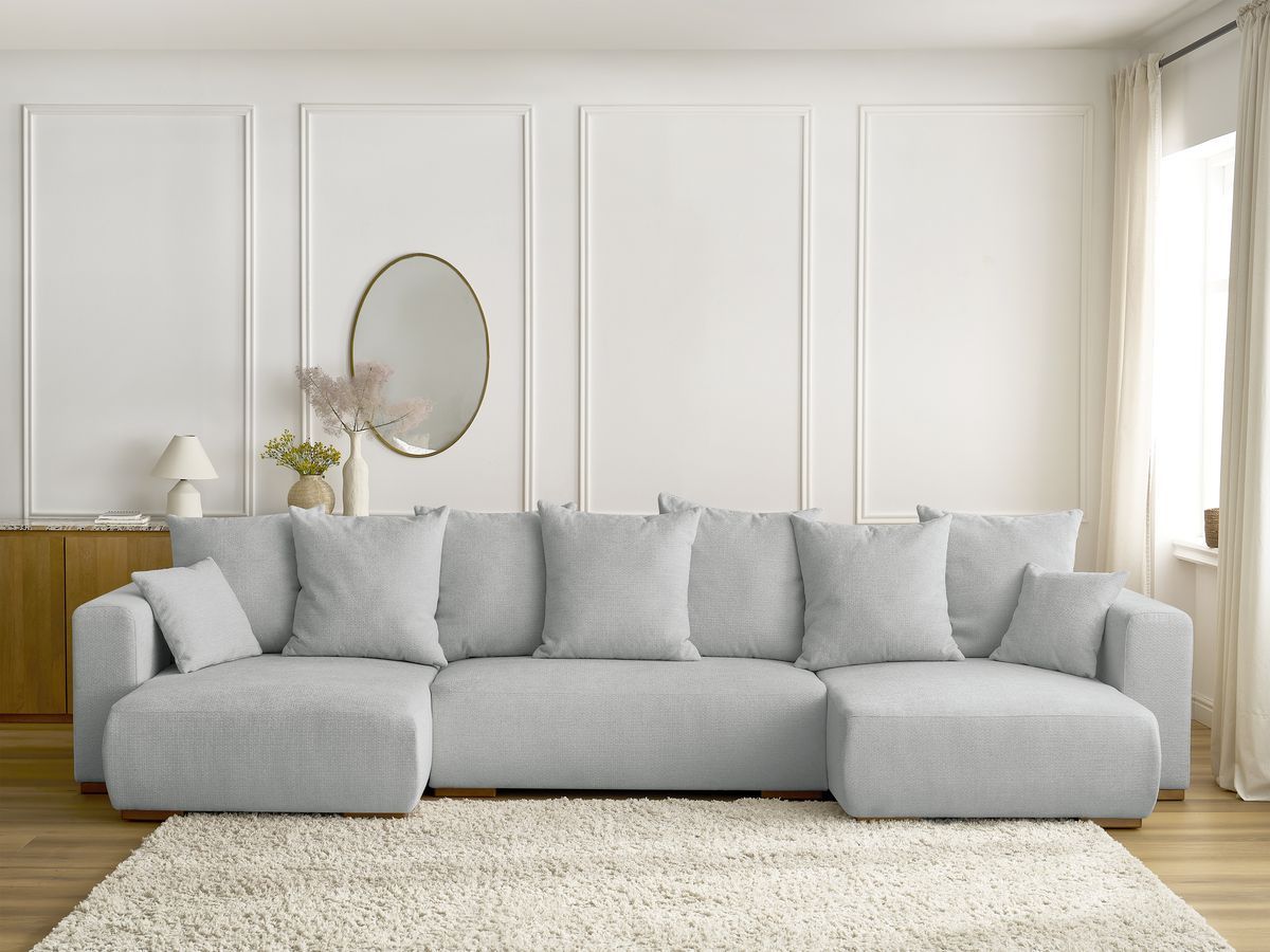 Canapé panoramique convertible coffre SIDONIE chiné gris clair — vue 5