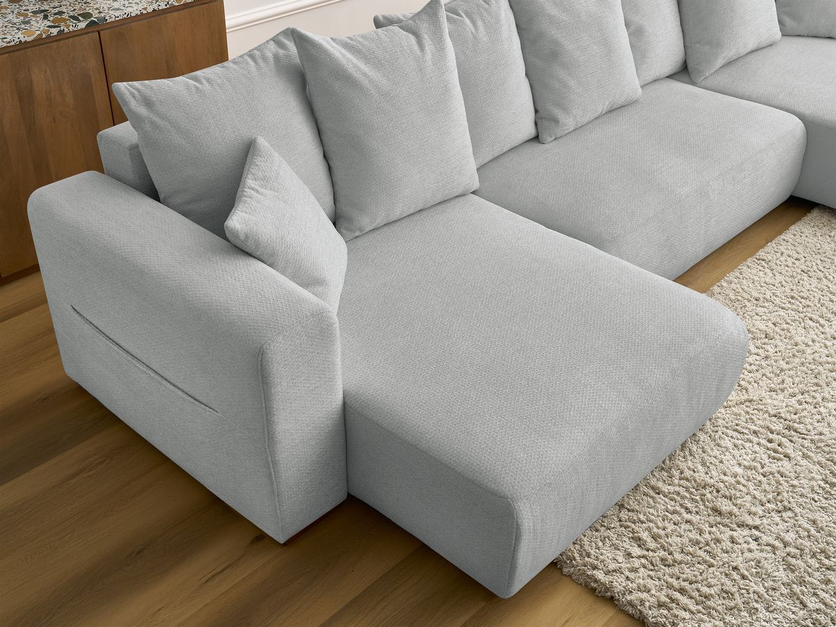 Canapé d'angle fixe EVEREST tissu chiné - Orange - Angle droit - 10 coussins