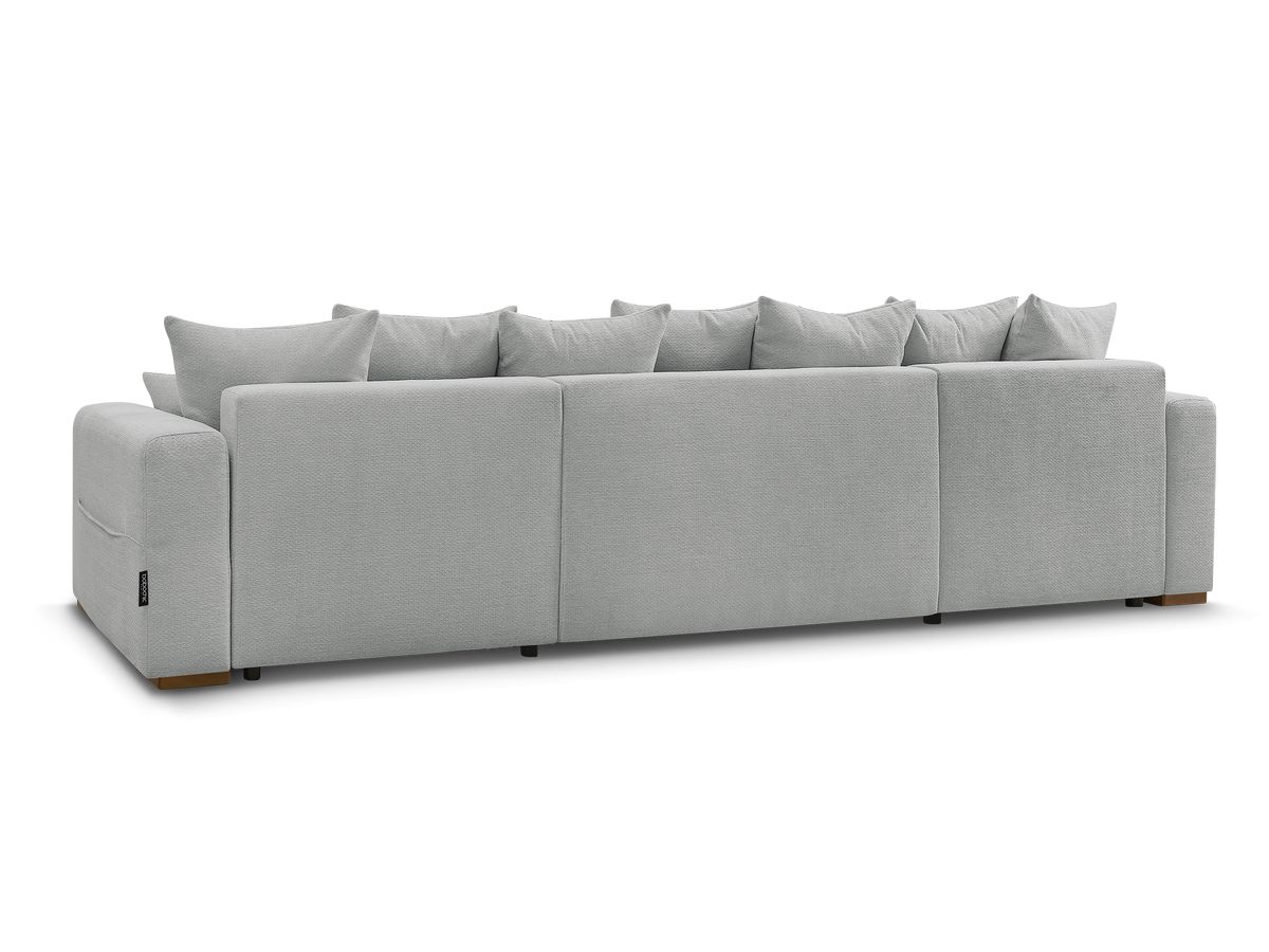 Canapé d'angle fixe EVEREST tissu chiné - Orange - Angle droit - 10 coussins