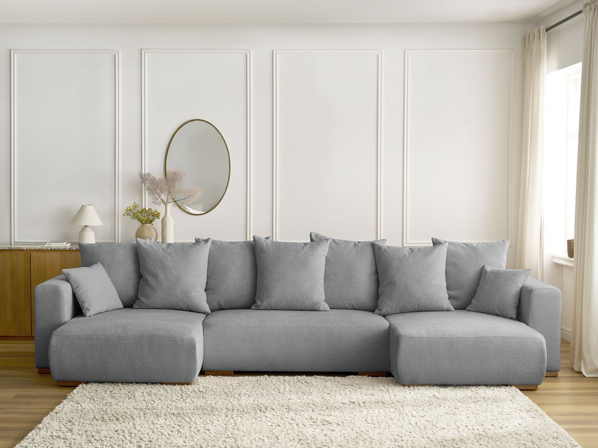 Canapé panoramique convertible coffre SIDONIE chiné gris foncé — vue 5