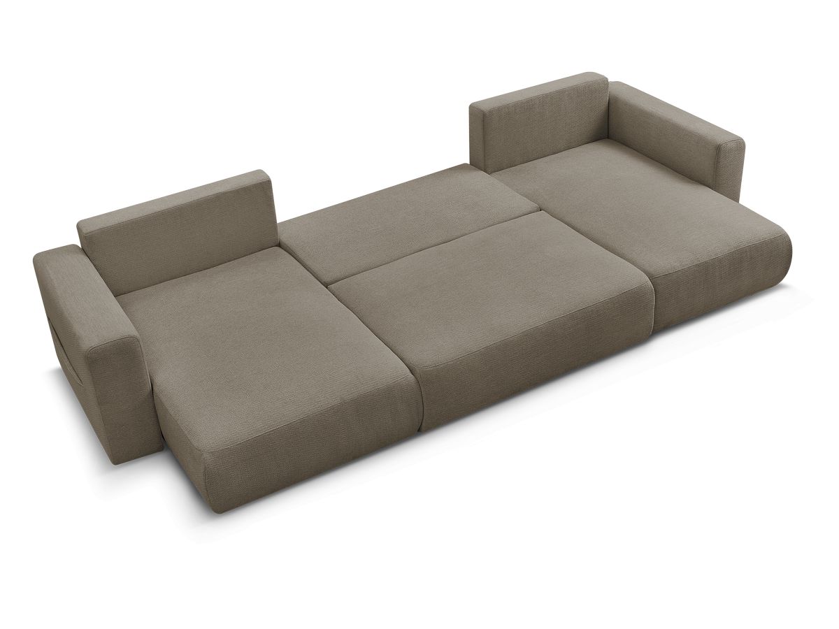 Canapé d'angle fixe EVEREST tissu chiné - Orange - Angle droit - 10 coussins
