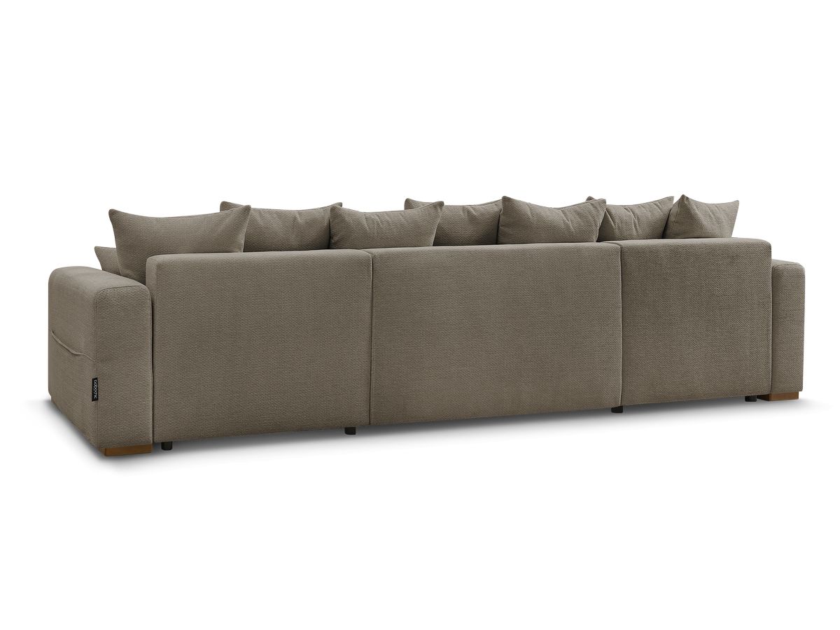 Canapé d'angle fixe EVEREST tissu chiné - Orange - Angle droit - 10 coussins