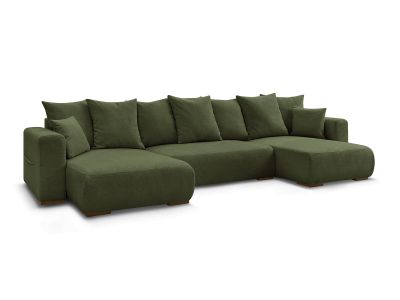 Canapé panoramique convertible coffre SIDONIE tissu chiné