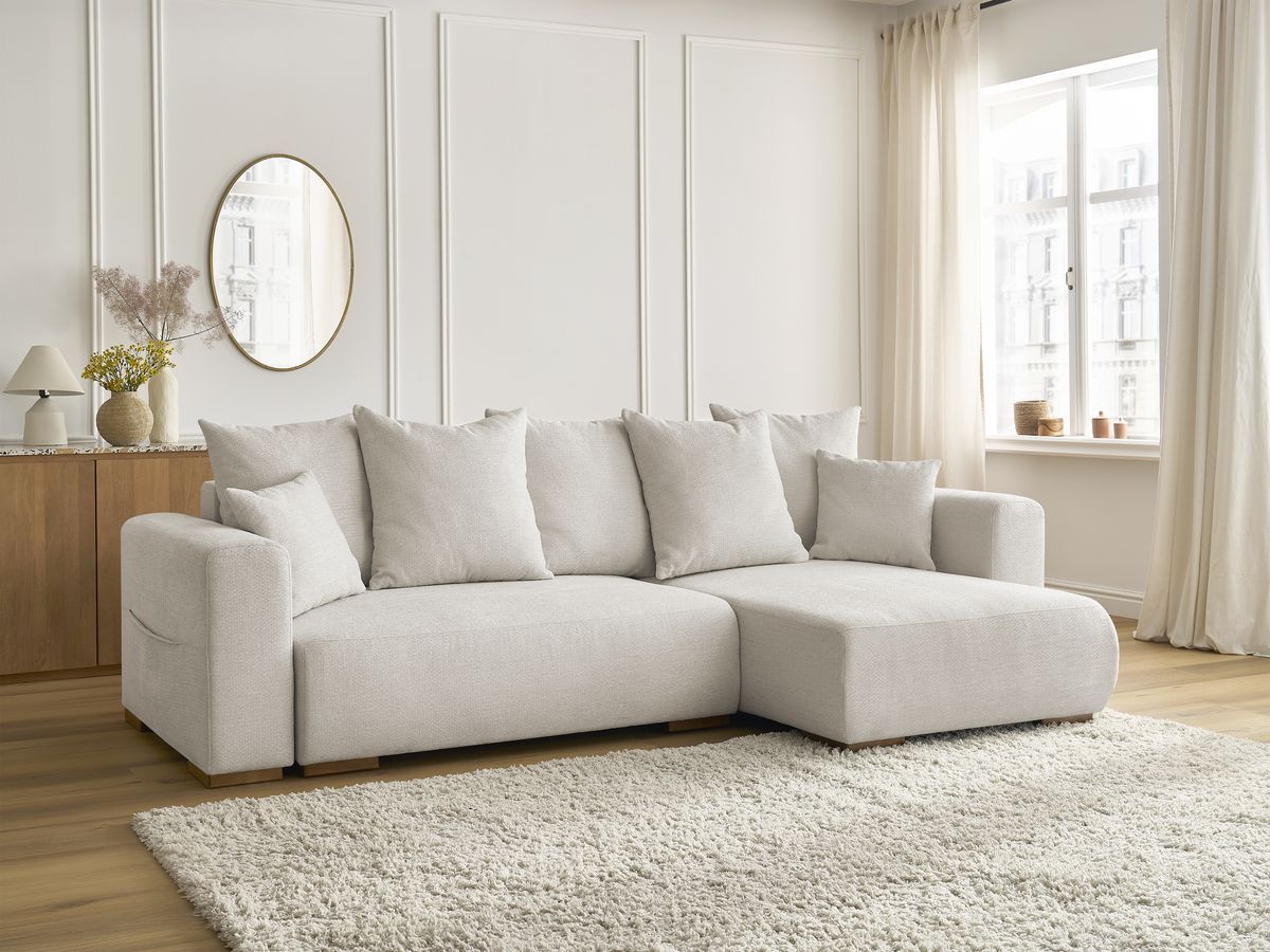 Canapé d'angle convertible réversible coffre SIDONIE tissu chiné