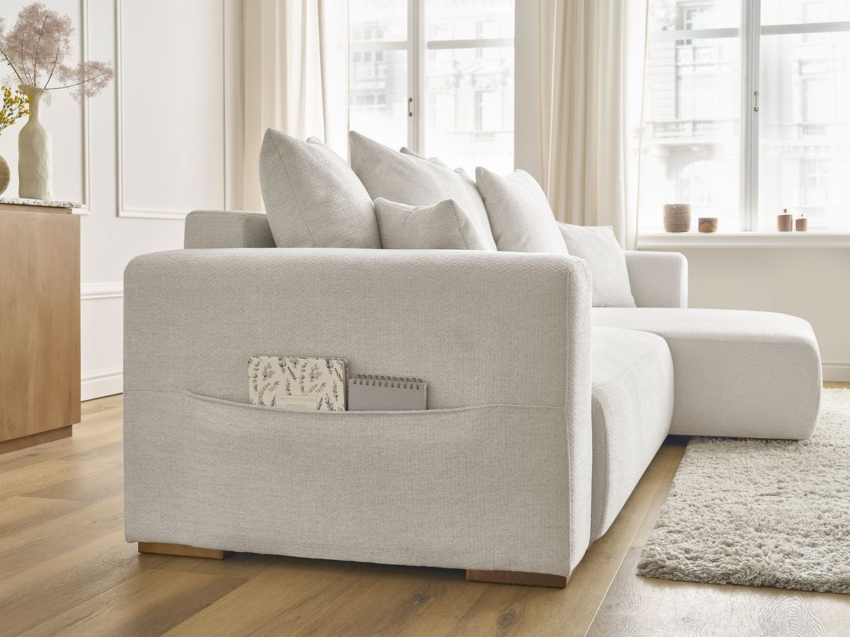 Canapé d'angle convertible réversible coffre SIDONIE tissu chiné