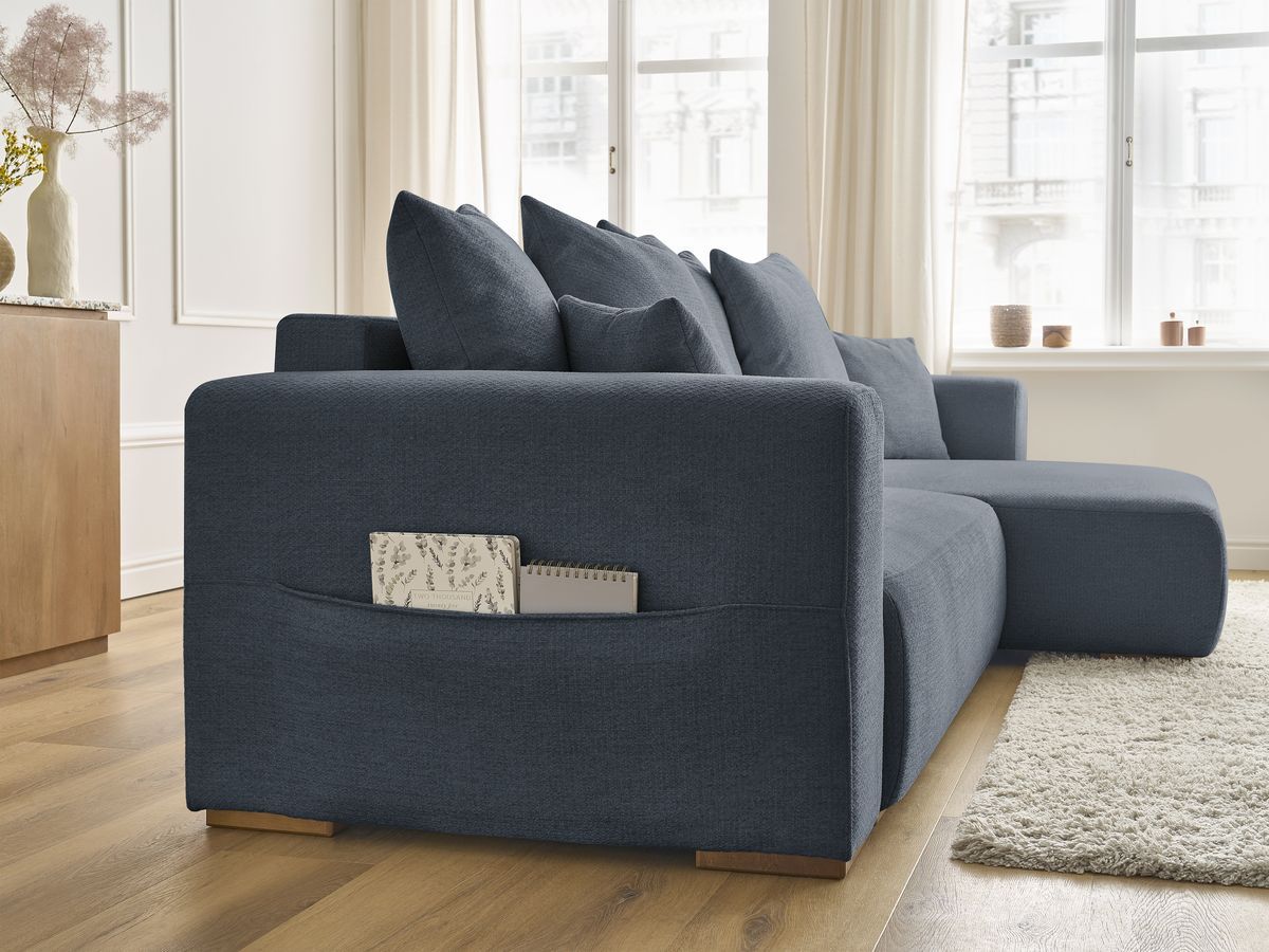 Canapé d'angle convertible réversible coffre SIDONIE tissu chiné