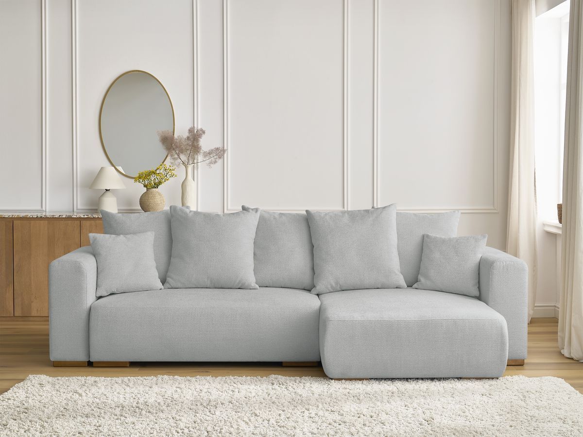 Canapé d'angle convertible réversible coffre SIDONIE chiné gris clair — vue 5