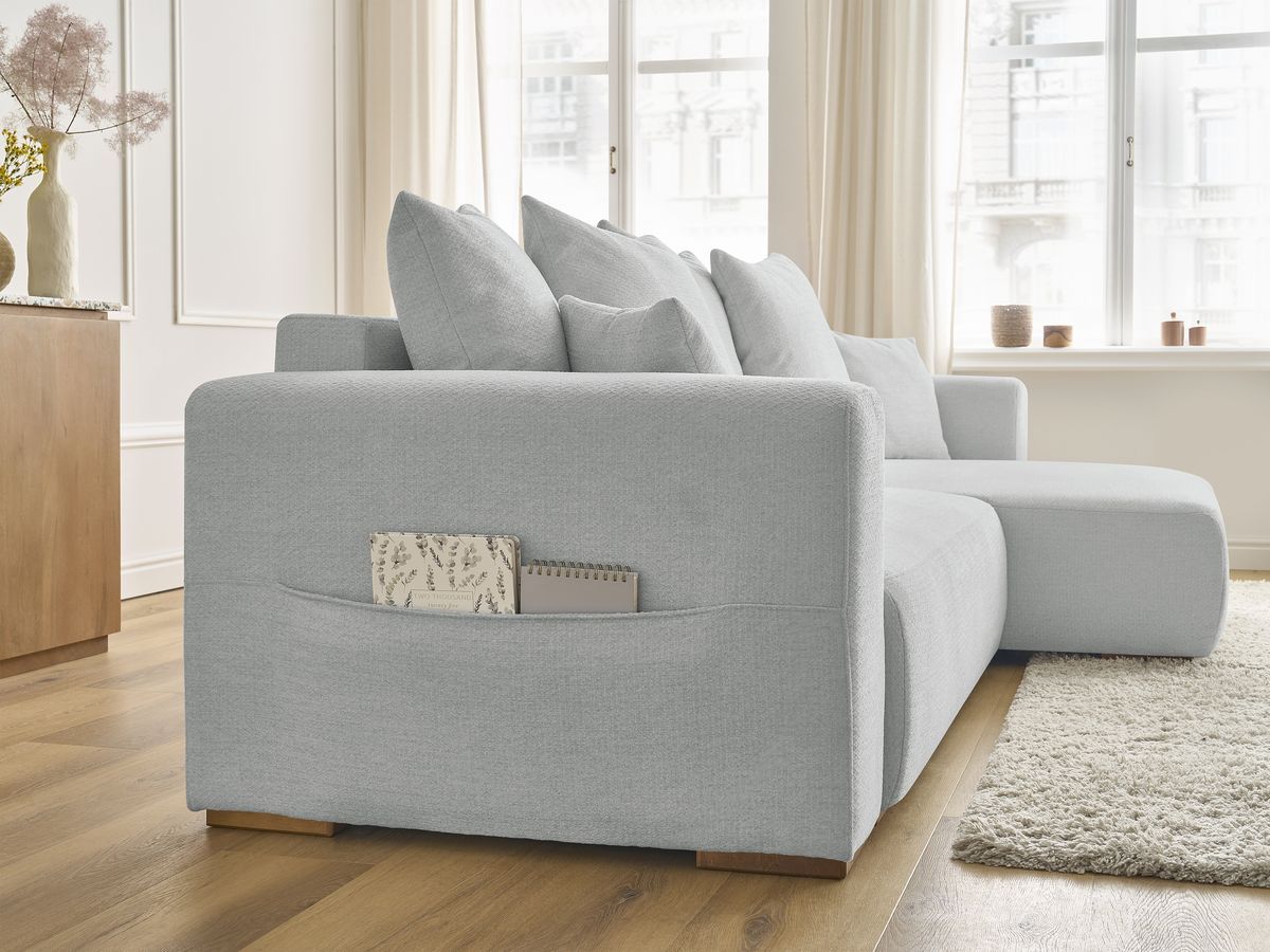 Canapé d'angle convertible réversible coffre SIDONIE tissu chiné