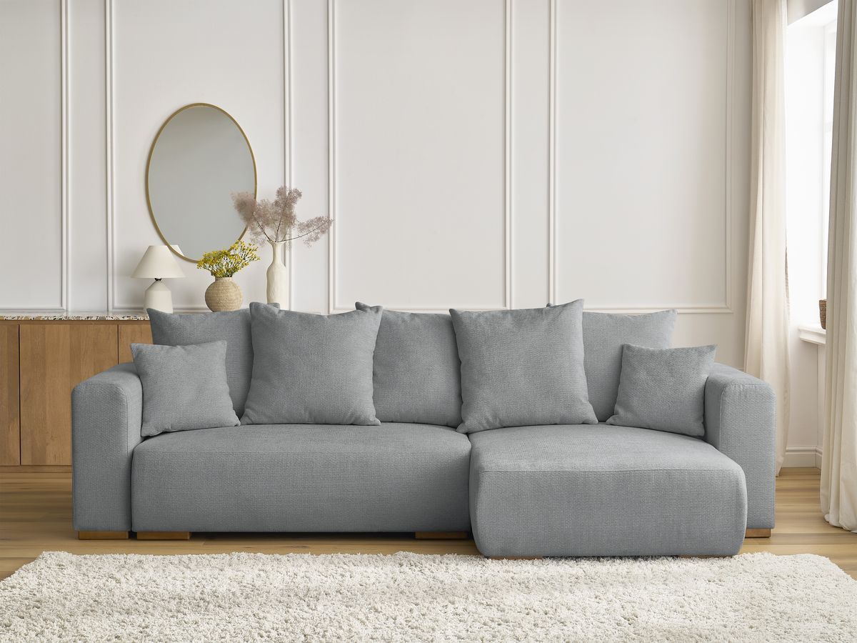 Canapé d'angle convertible réversible coffre SIDONIE chiné gris foncé — vue 5