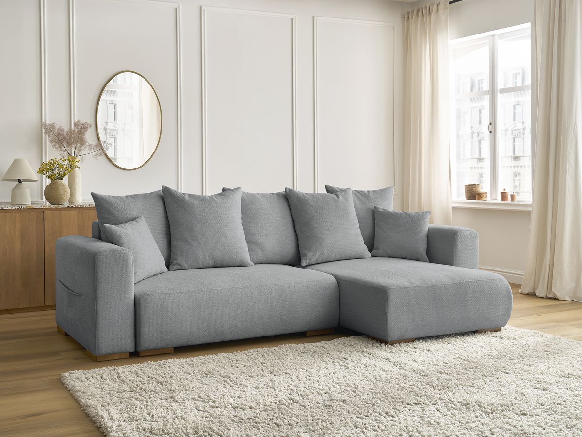 Canapé d'angle convertible réversible coffre SIDONIE tissu chiné