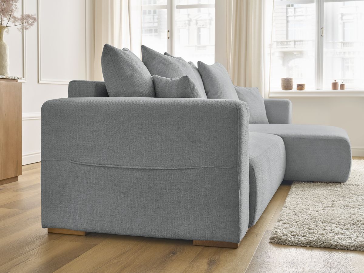 Canapé d'angle convertible réversible coffre SIDONIE tissu chiné