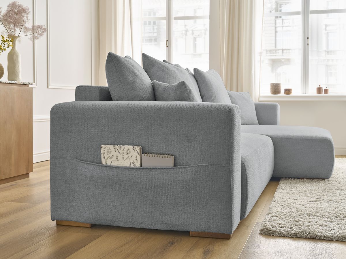 Canapé d'angle convertible réversible coffre SIDONIE tissu chiné