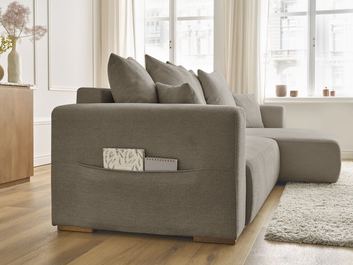 Canapé d'angle convertible réversible coffre SIDONIE tissu chiné