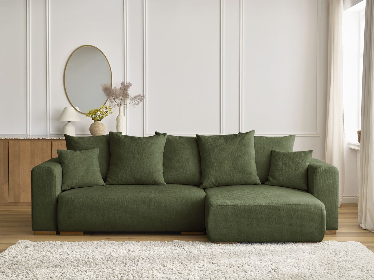 Canapé d'angle convertible réversible coffre SIDONIE chiné vert — vue 5