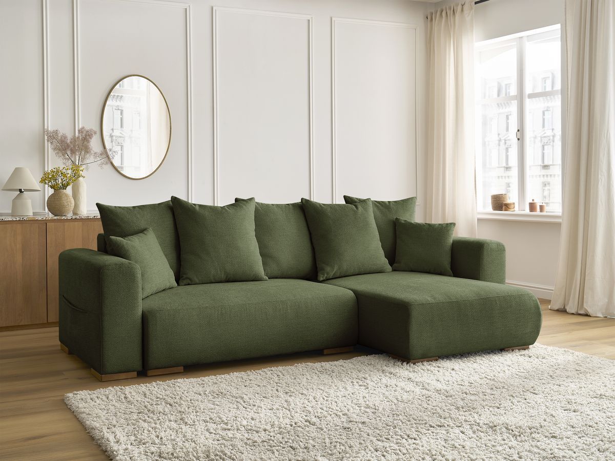 Canapé d'angle convertible réversible coffre SIDONIE tissu chiné