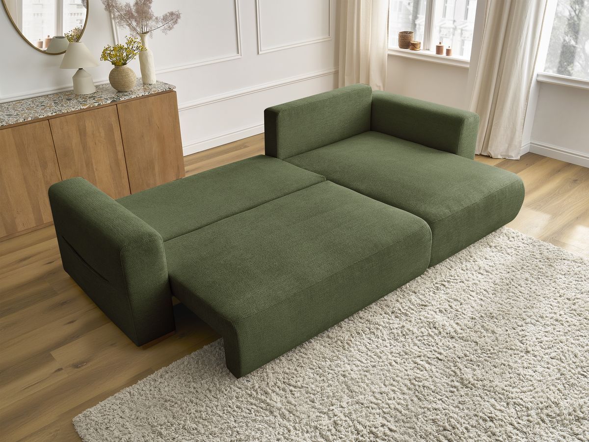 Canapé d'angle convertible réversible coffre SIDONIE tissu chiné