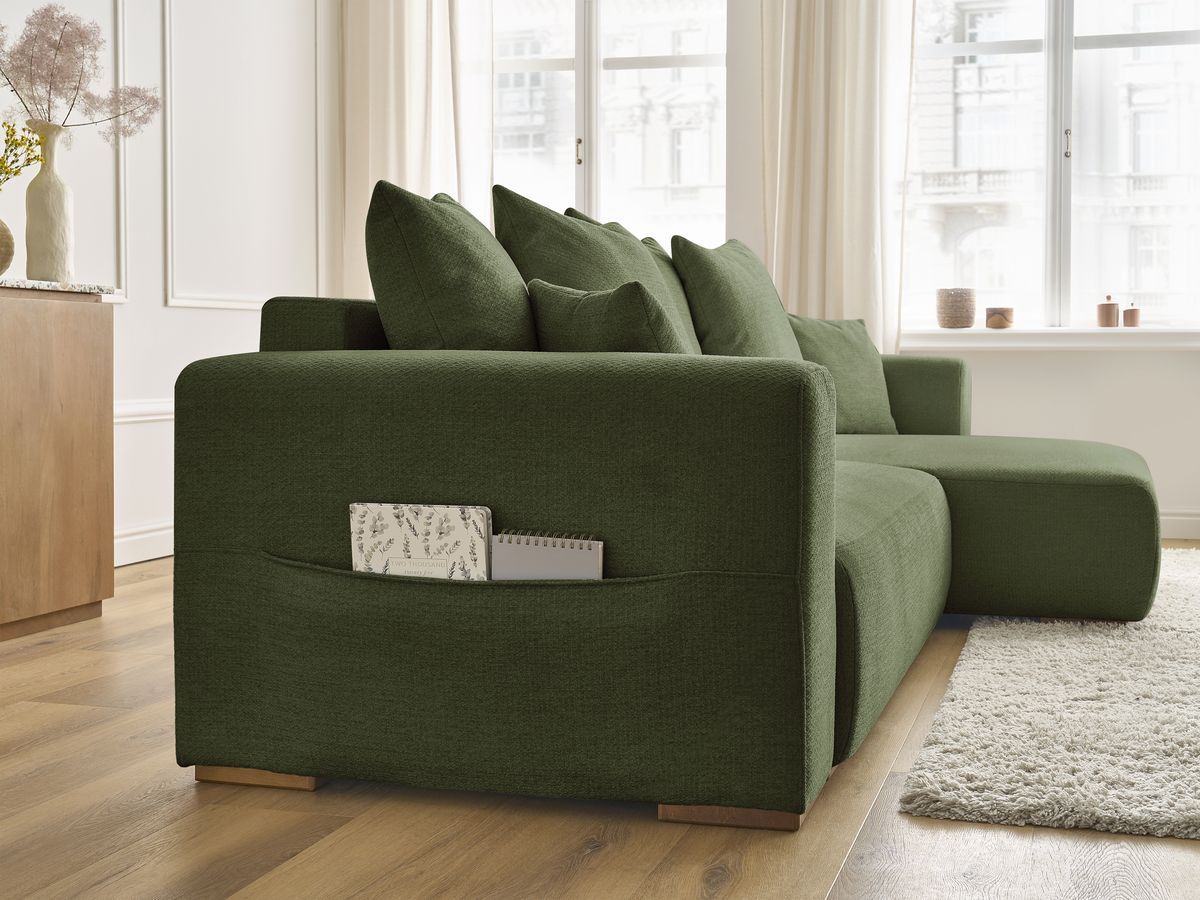 Canapé d'angle convertible réversible coffre SIDONIE tissu chiné