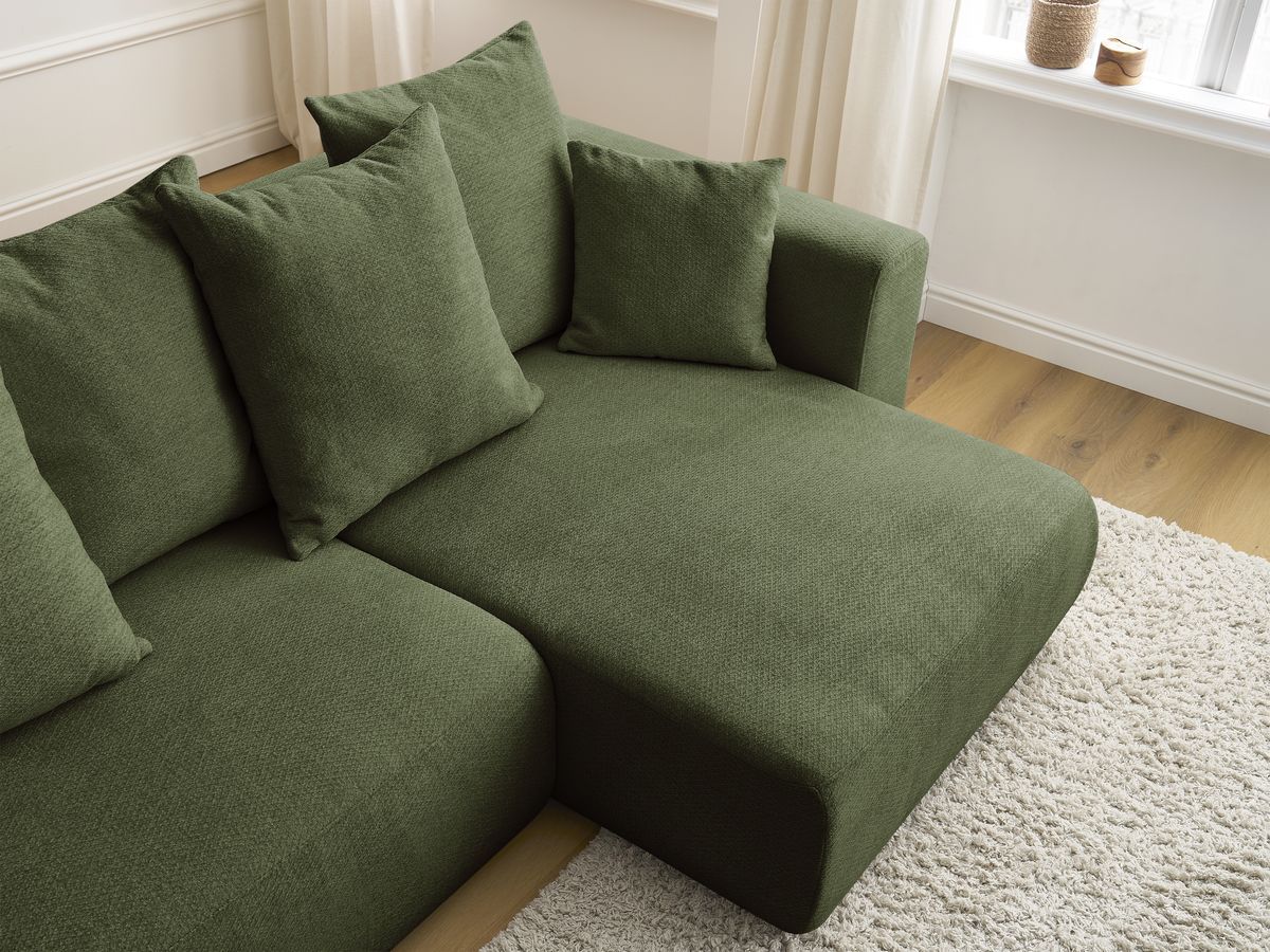 Canapé d'angle convertible réversible coffre SIDONIE tissu chiné