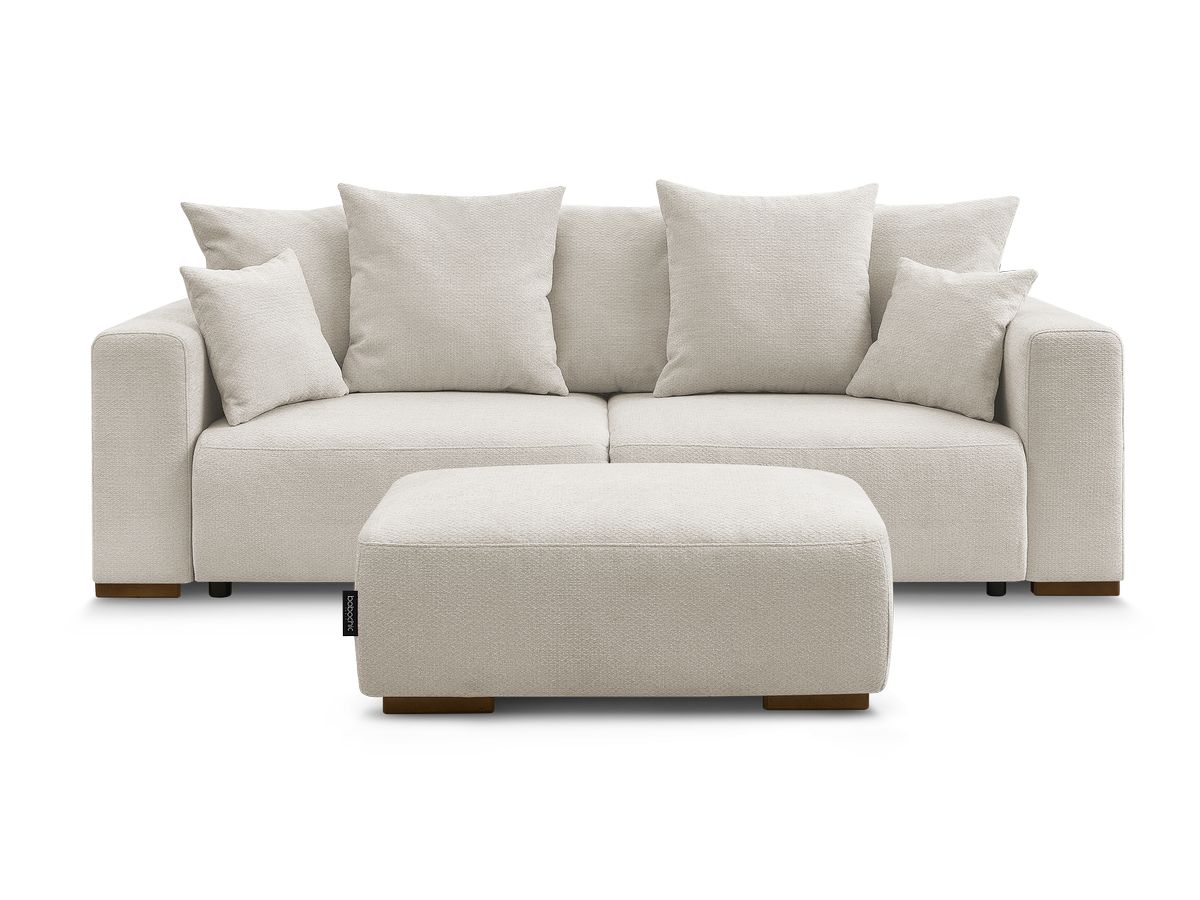 Canapé droit convertible SIDONIE tissu chiné avec pouf