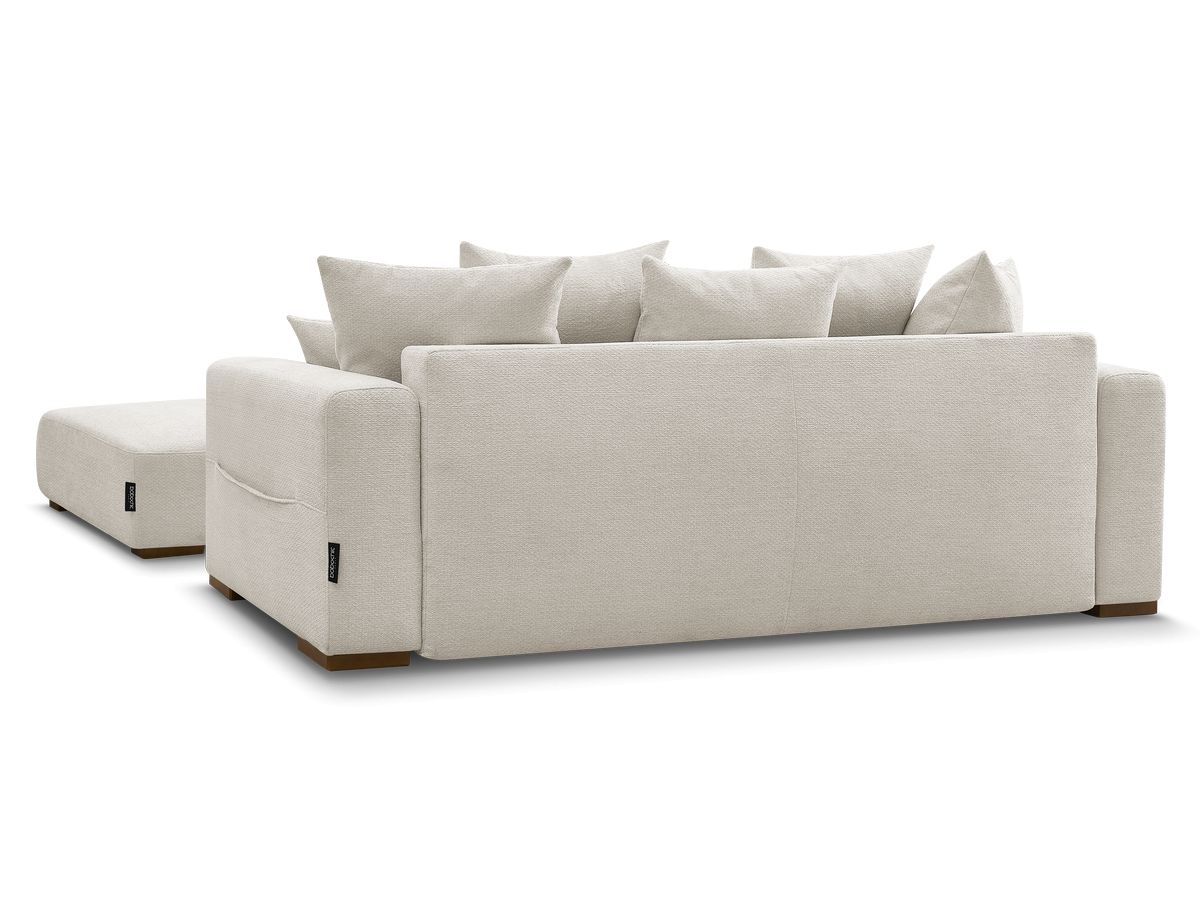 Canapé droit convertible SIDONIE tissu chiné avec pouf
