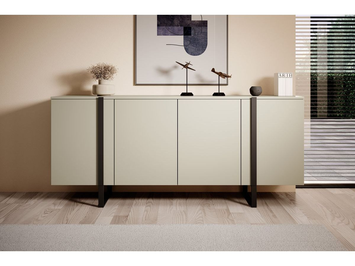 Ensemble ELMA avec buffet 200 cm + meuble TV 200 cm pieds métal noir